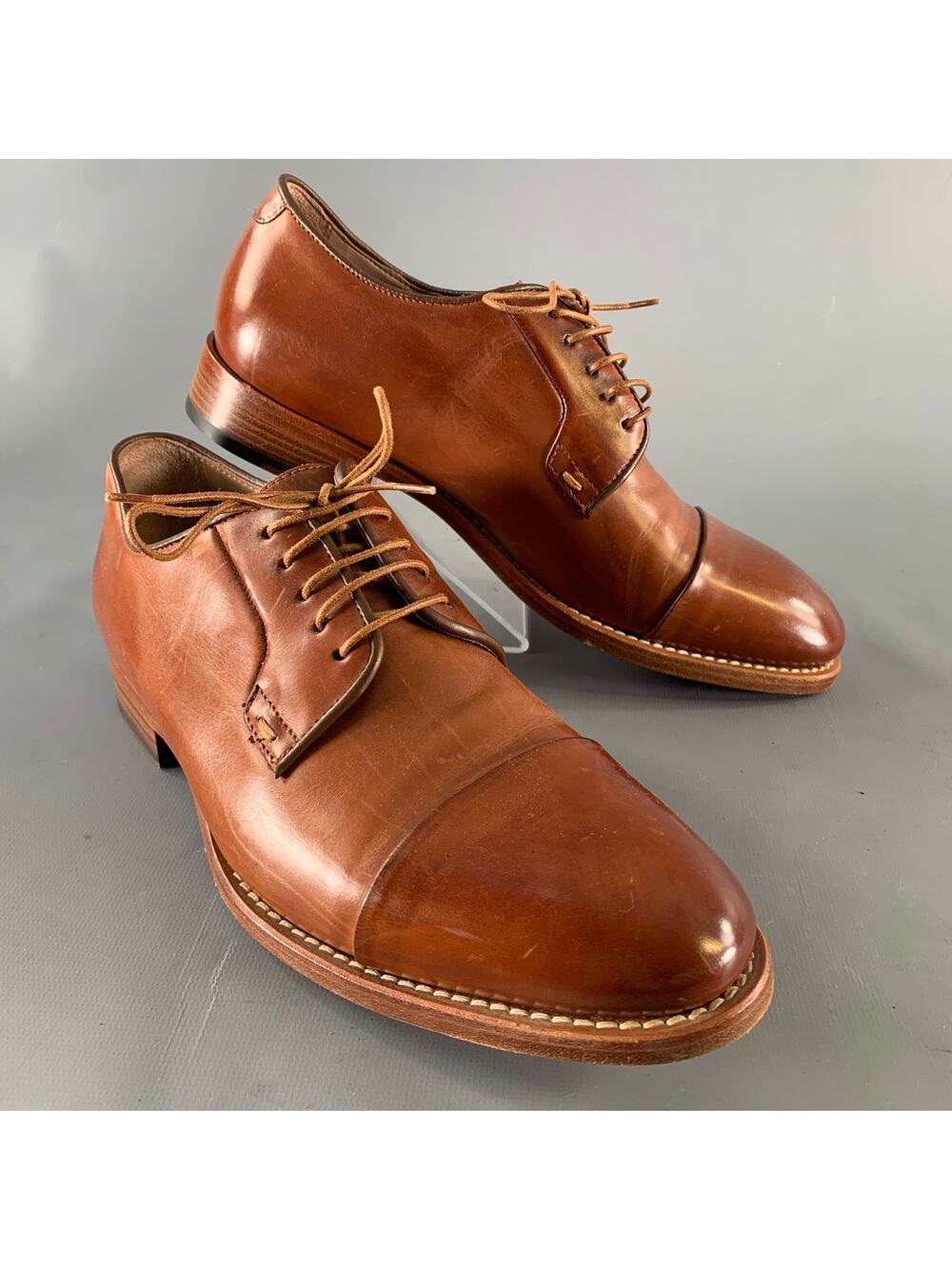 PAUL SMITH Size 7 Brown Leather Cap Toe Lace Up Shoes